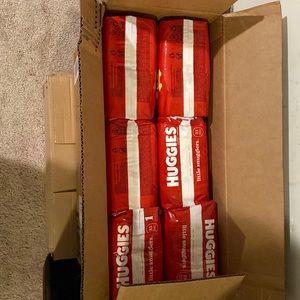 SOLD!! Entire box of Huggies Size 1 diapers. All packs are unopened
